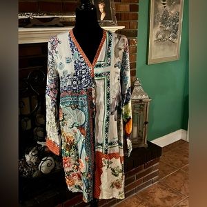 Johnny Was silk tunic blouse runs large.